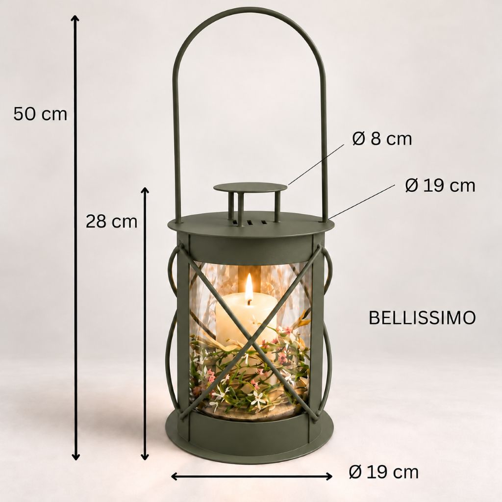 Laterne "Bellissimo" olivgrün