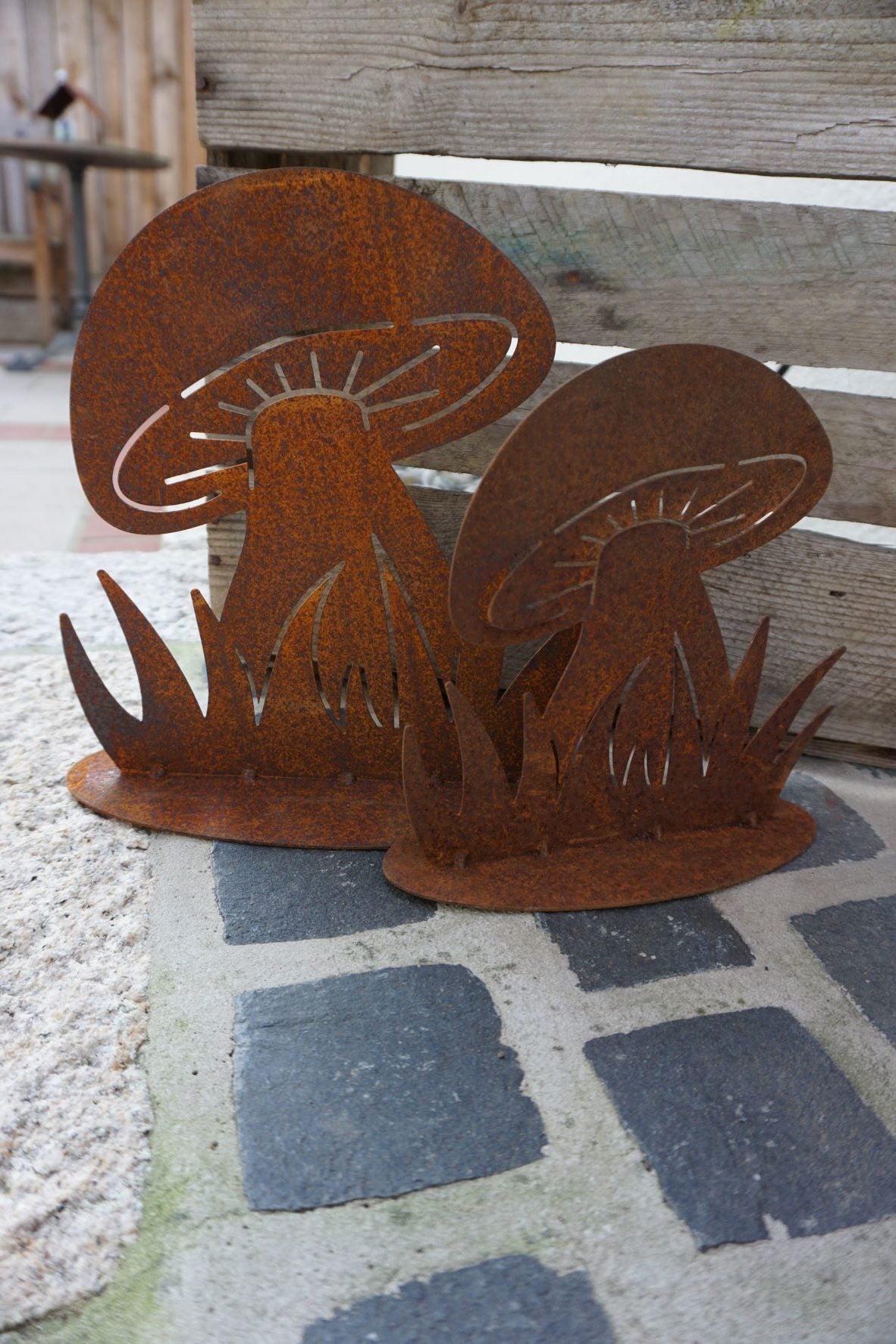 Set of 2 "Mushrooms with Meadow" on a Plate