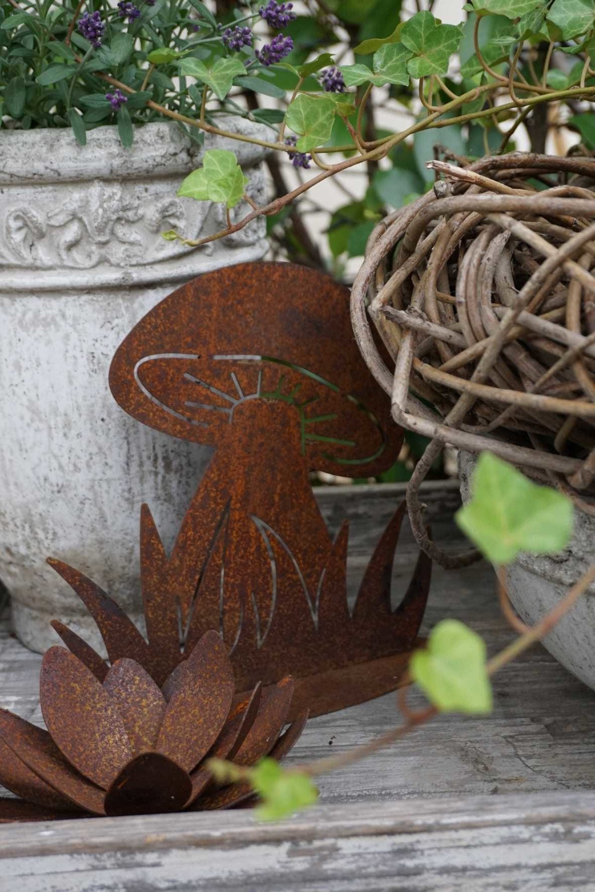Set of 2 "Mushrooms with Meadow" on a Plate