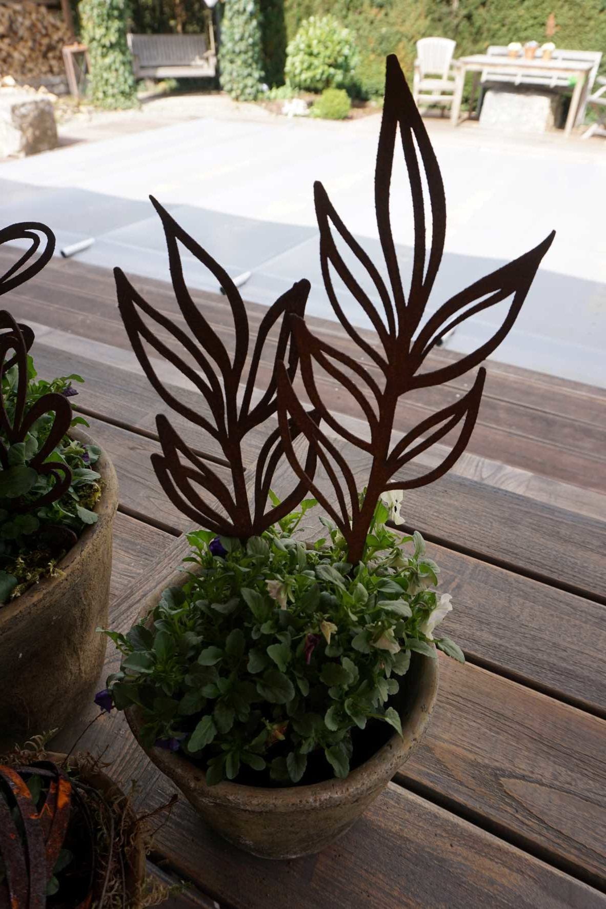 Topfstecker "Skizzen" mit spitzen Blättern H38