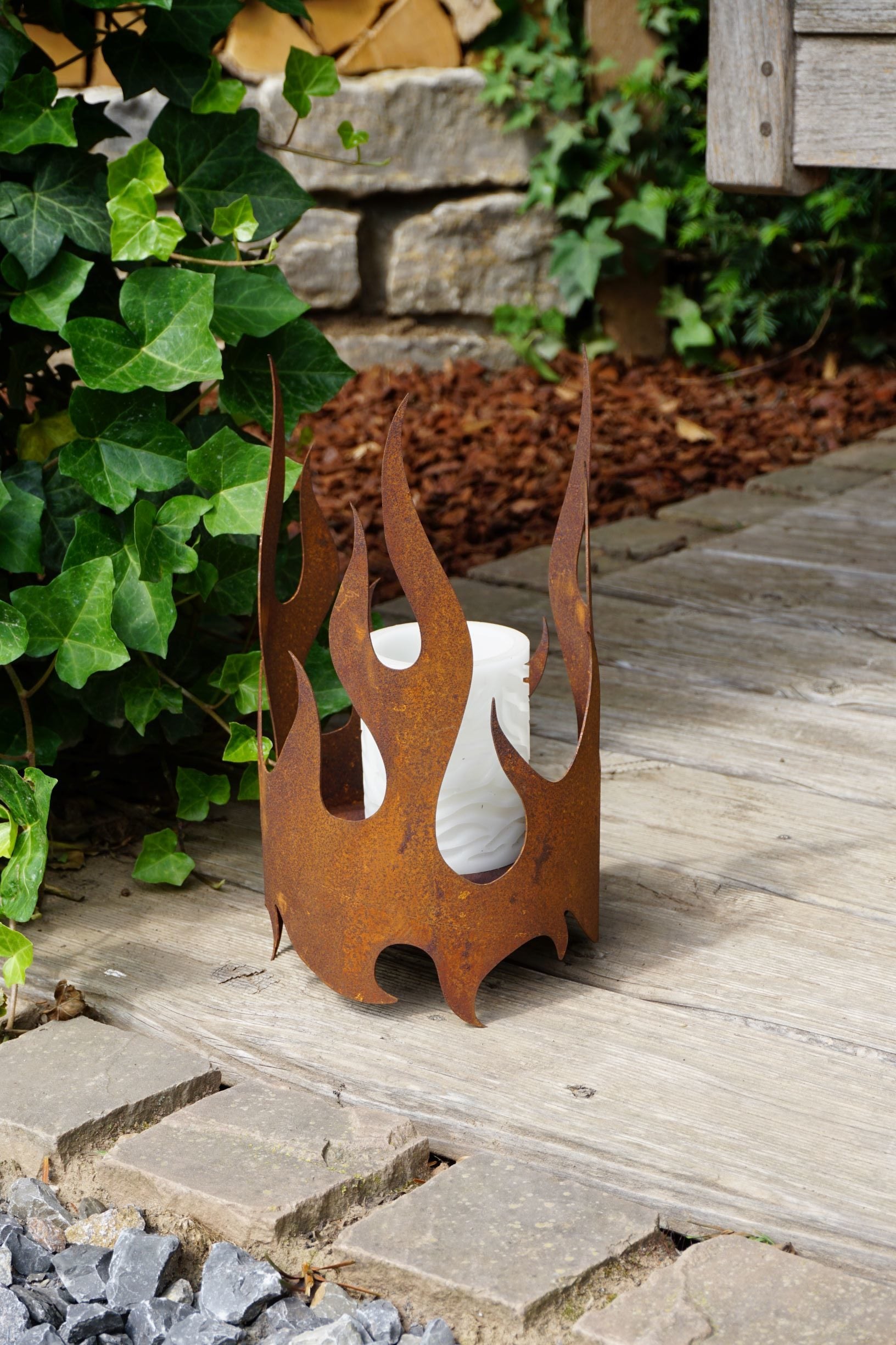 Edelrost Windlicht "Flamme"