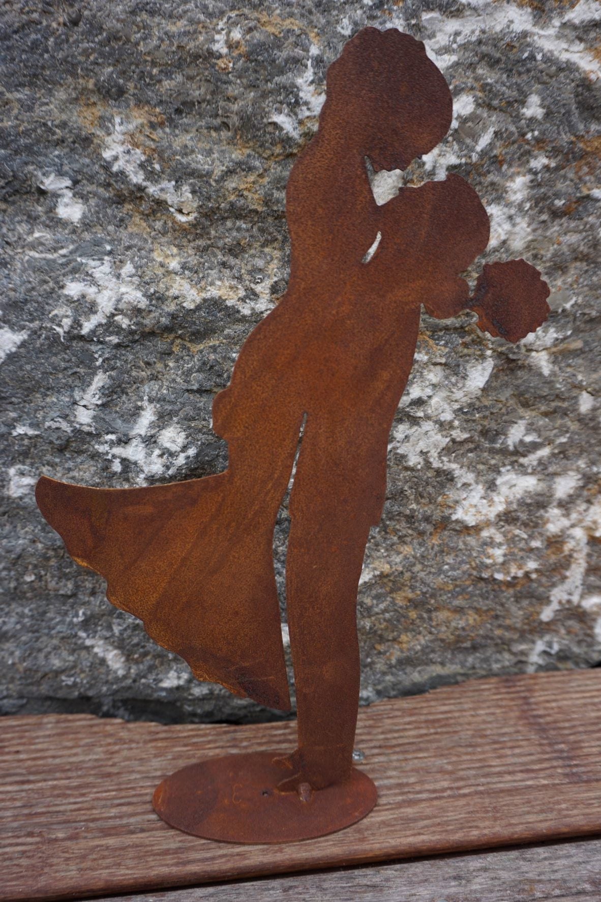 Rust Metal Wedding Couple Figurine