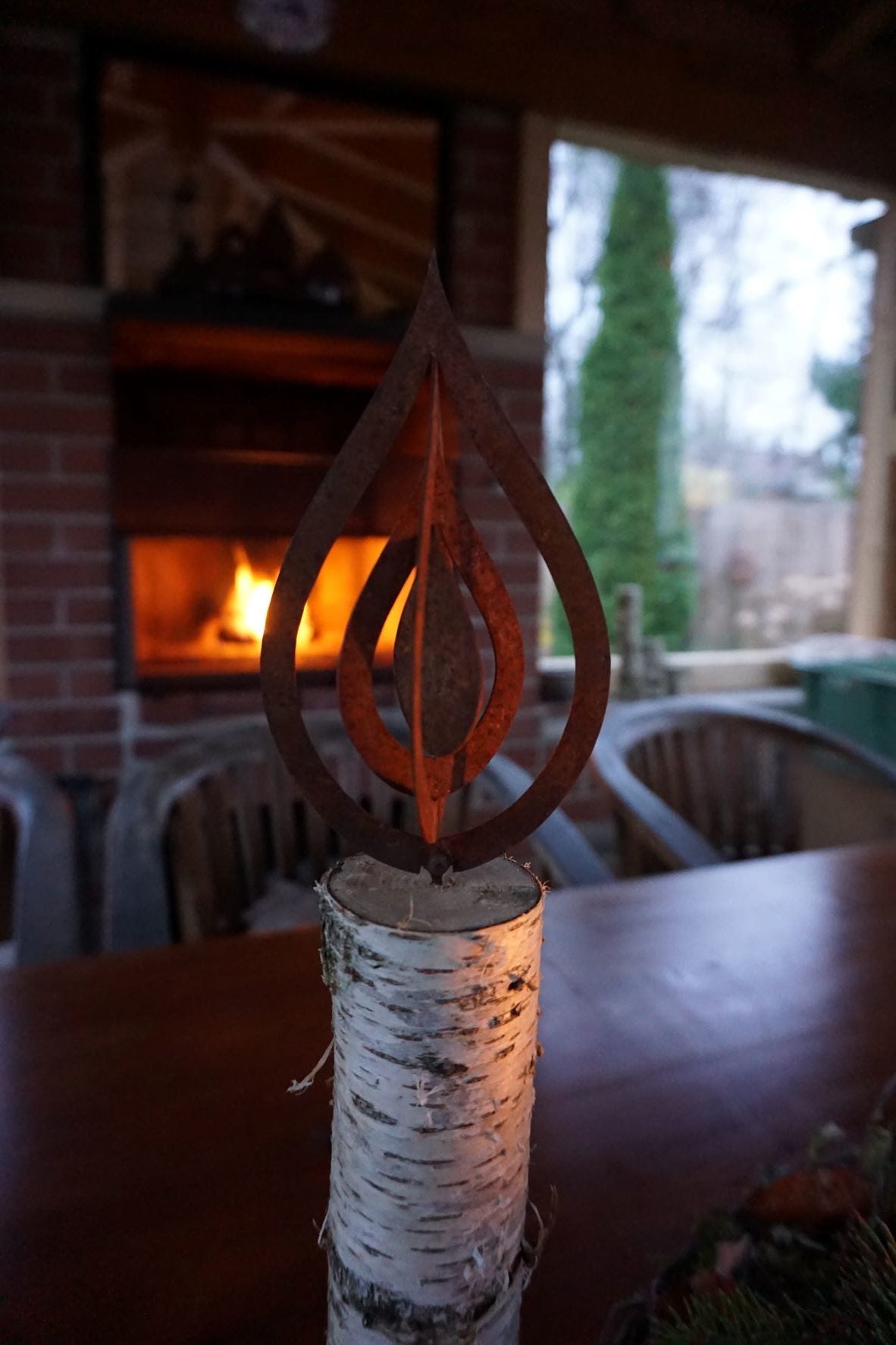 Flammes en acier corten, lot de 3