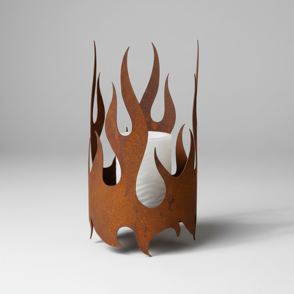 Edelrost Windlicht "Flamme"