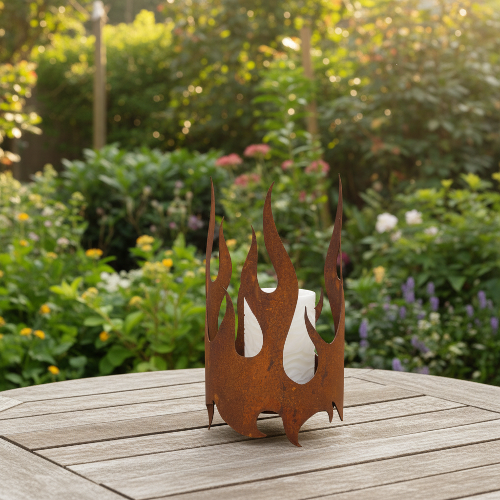 Edelrost Windlicht "Flamme"