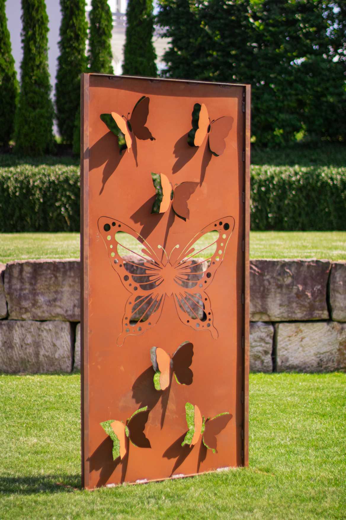 Edelrost Sichtschutzwand - Schmetterlinge -