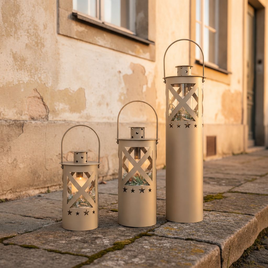 Laterne "Stella" graubeige