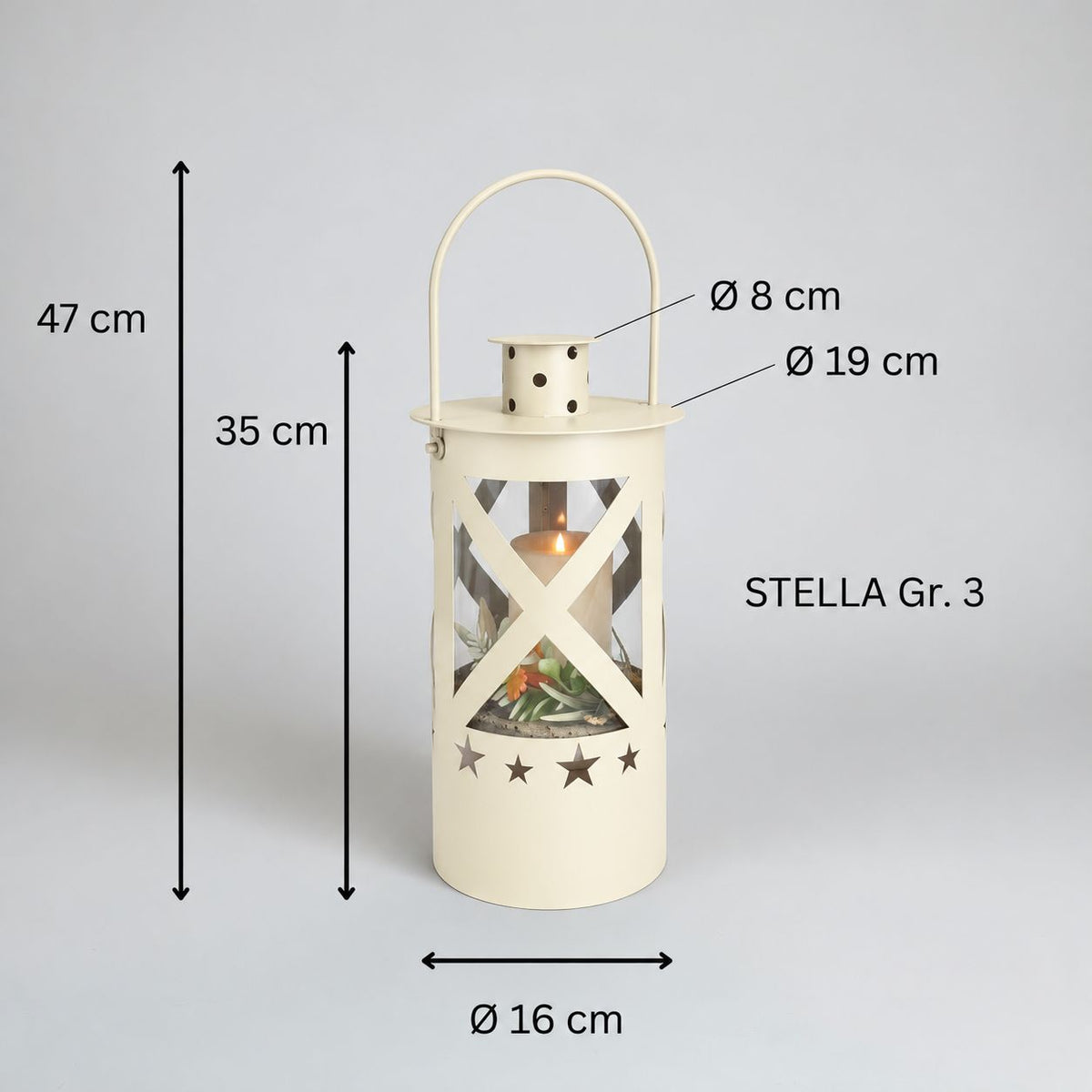 Laterne "Stella" cremeweiss