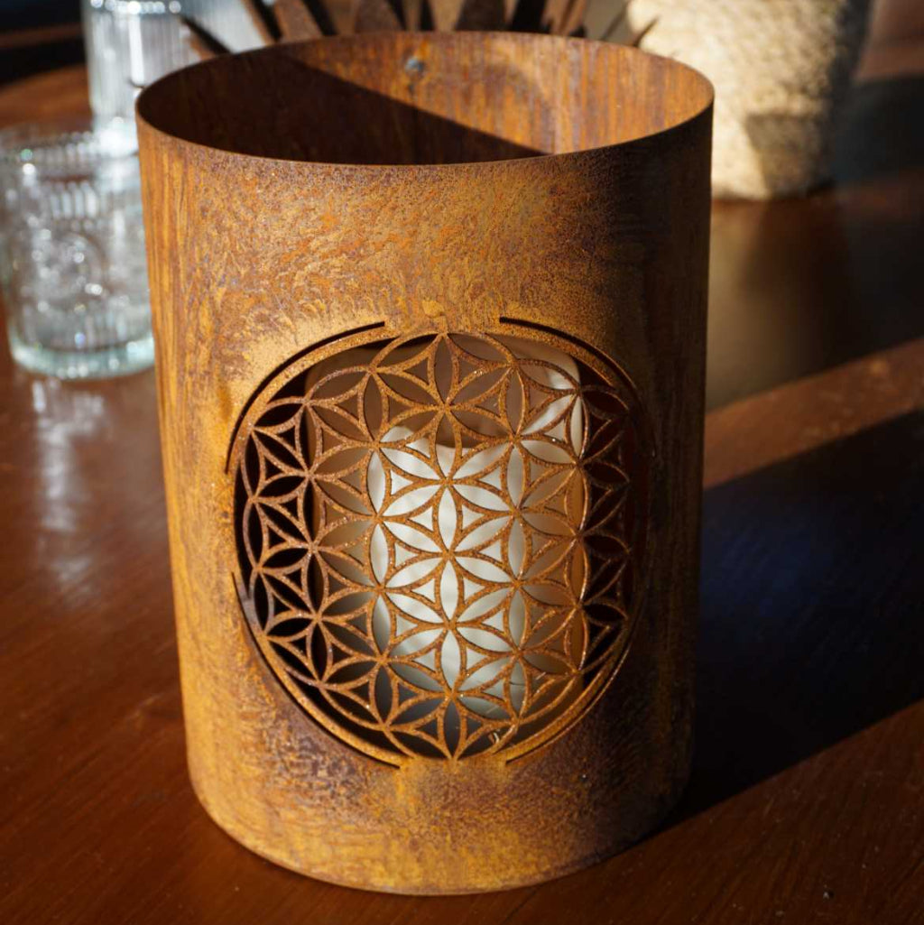 "Flower of Life" Hurricane Lamp, Large