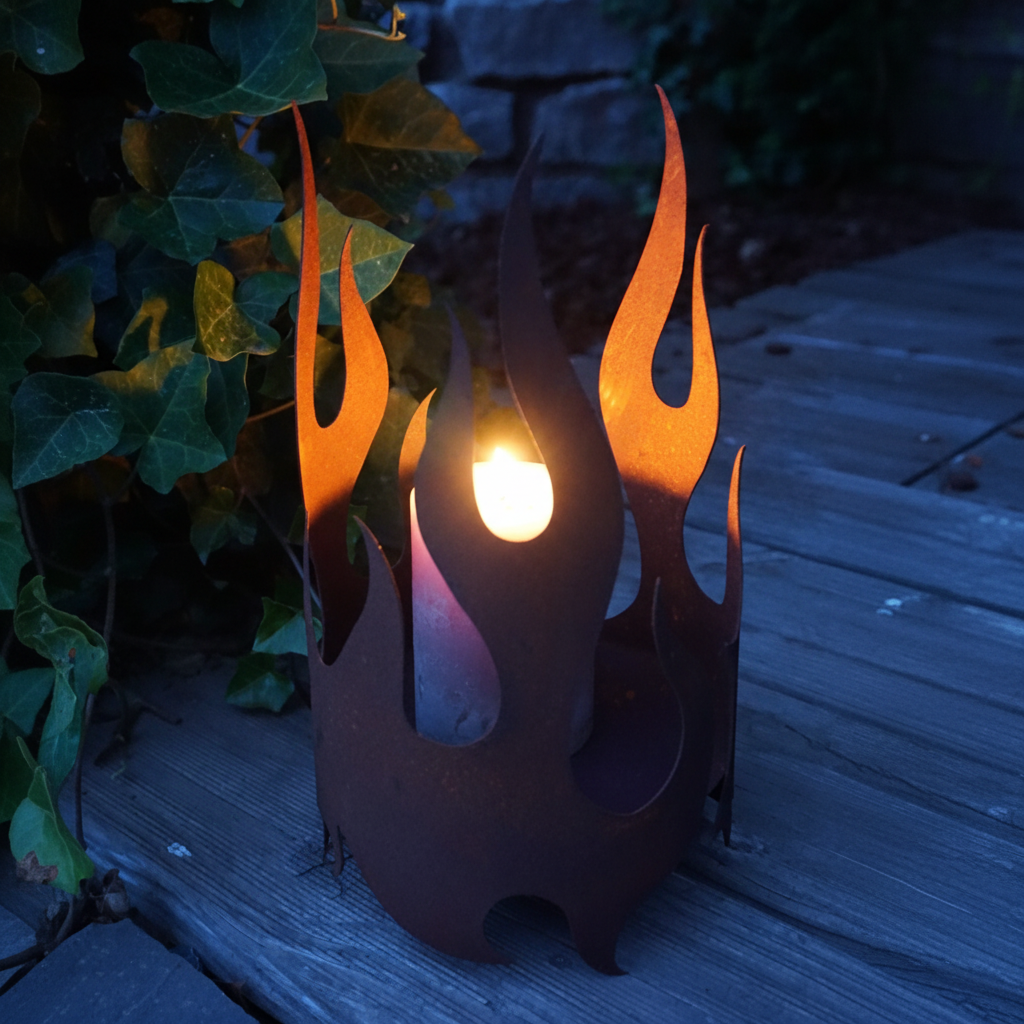 Edelrost Windlicht "Flamme"