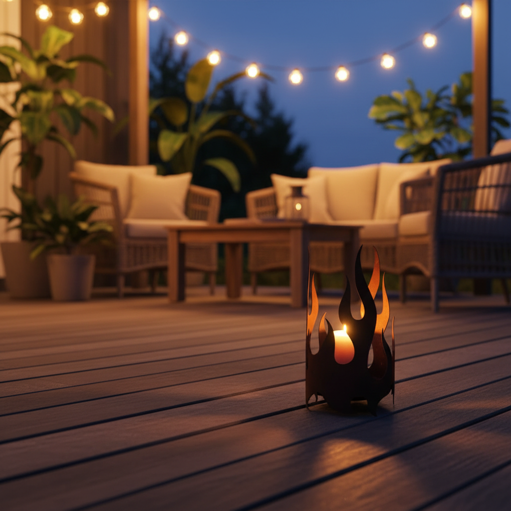 Edelrost Windlicht "Flamme"
