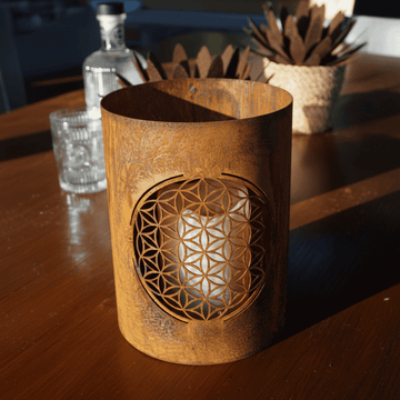 "Flower of Life" Hurricane Lamp, Large