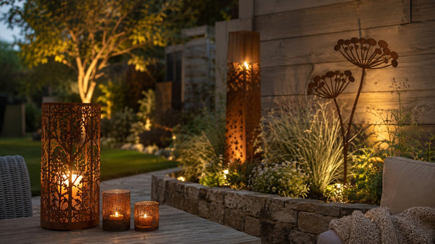 Beleuchtungskonzepte mit Rost-Deko: Lichtspiele für Garten, Terrasse und Eingangsbereich