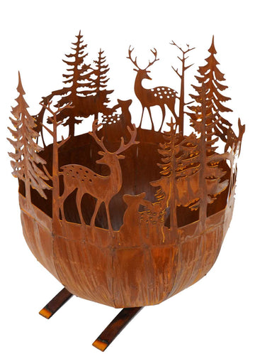 Fire pit with forest scene