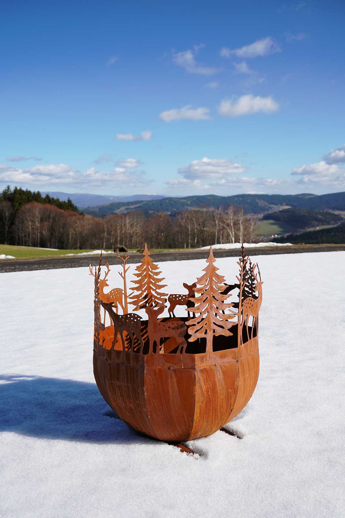 Fire pit with forest scene