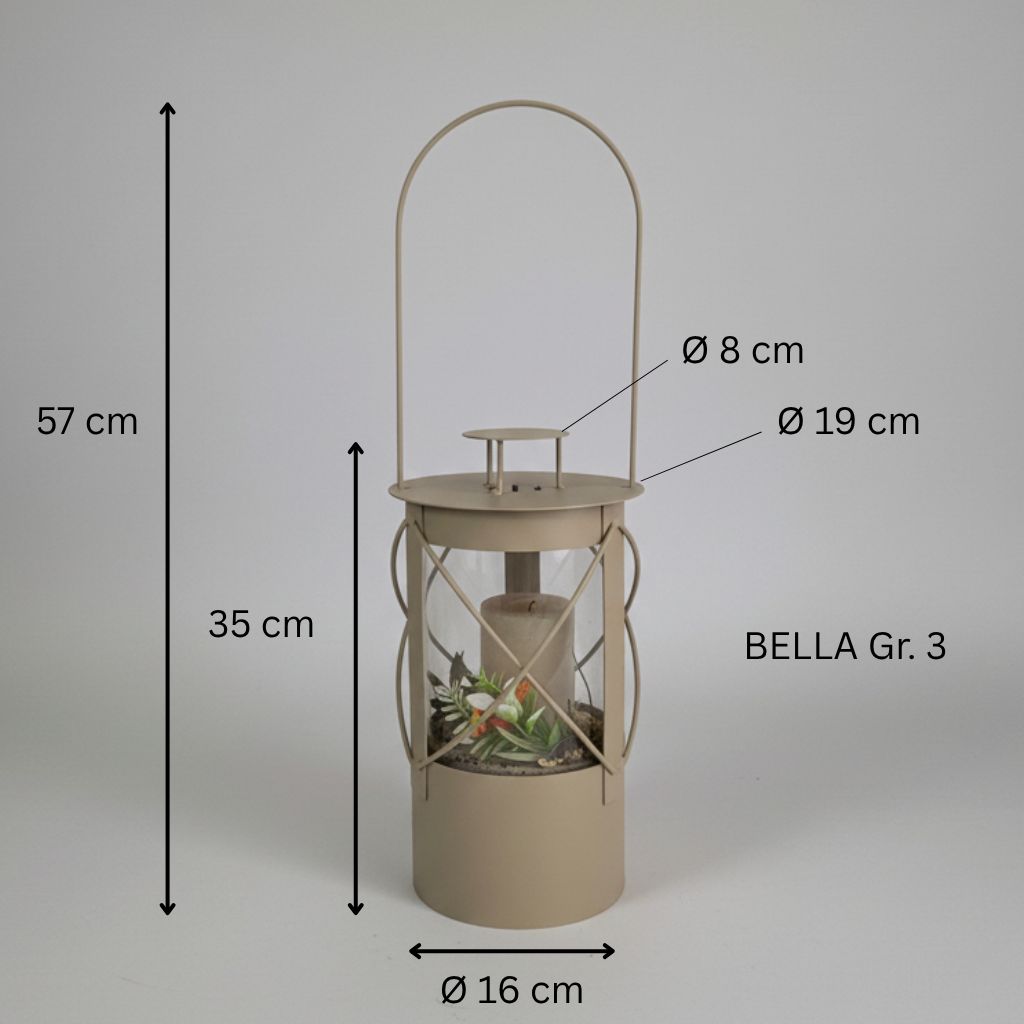 Laterne "Bella" graubeige