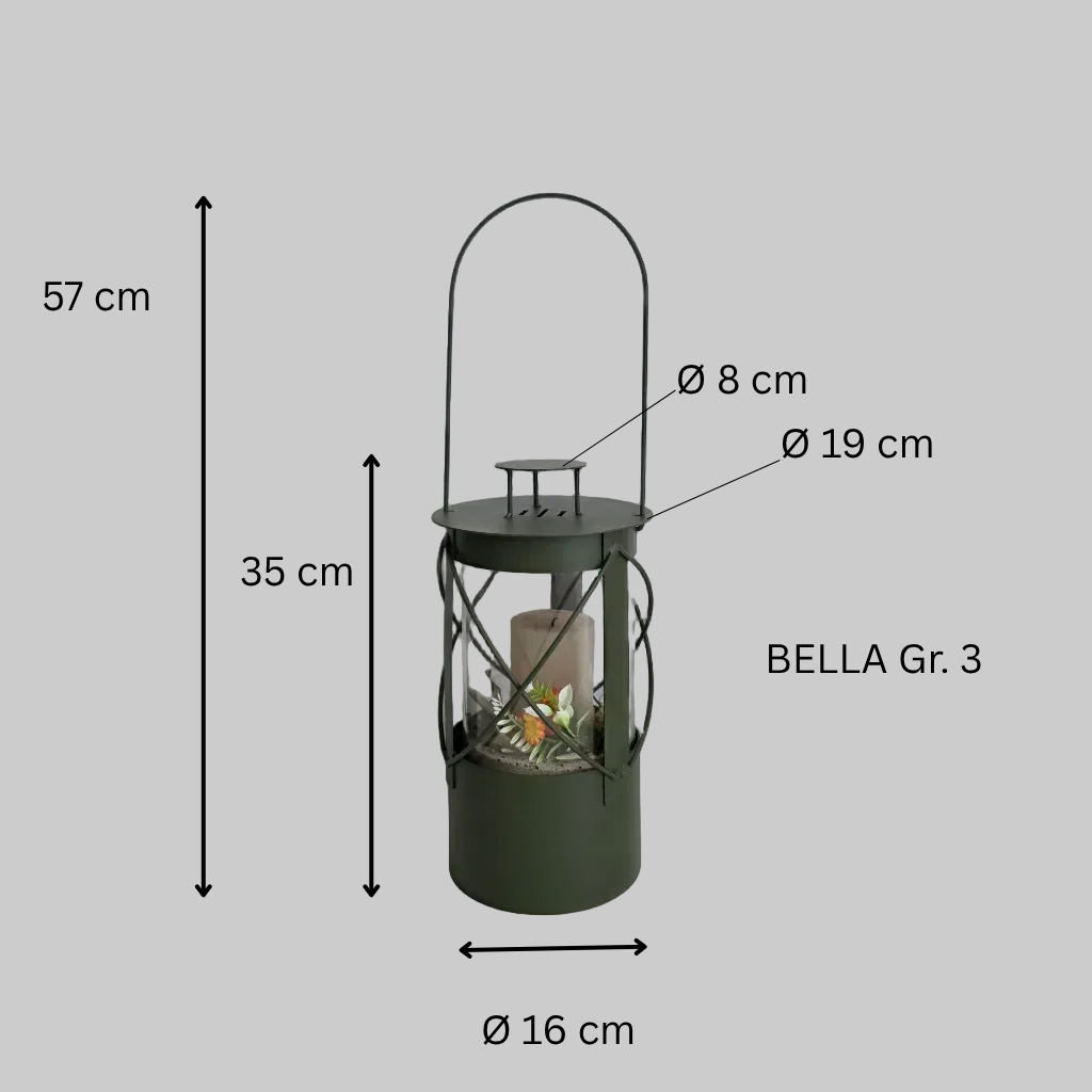 Laterne "Bella" olivgrün