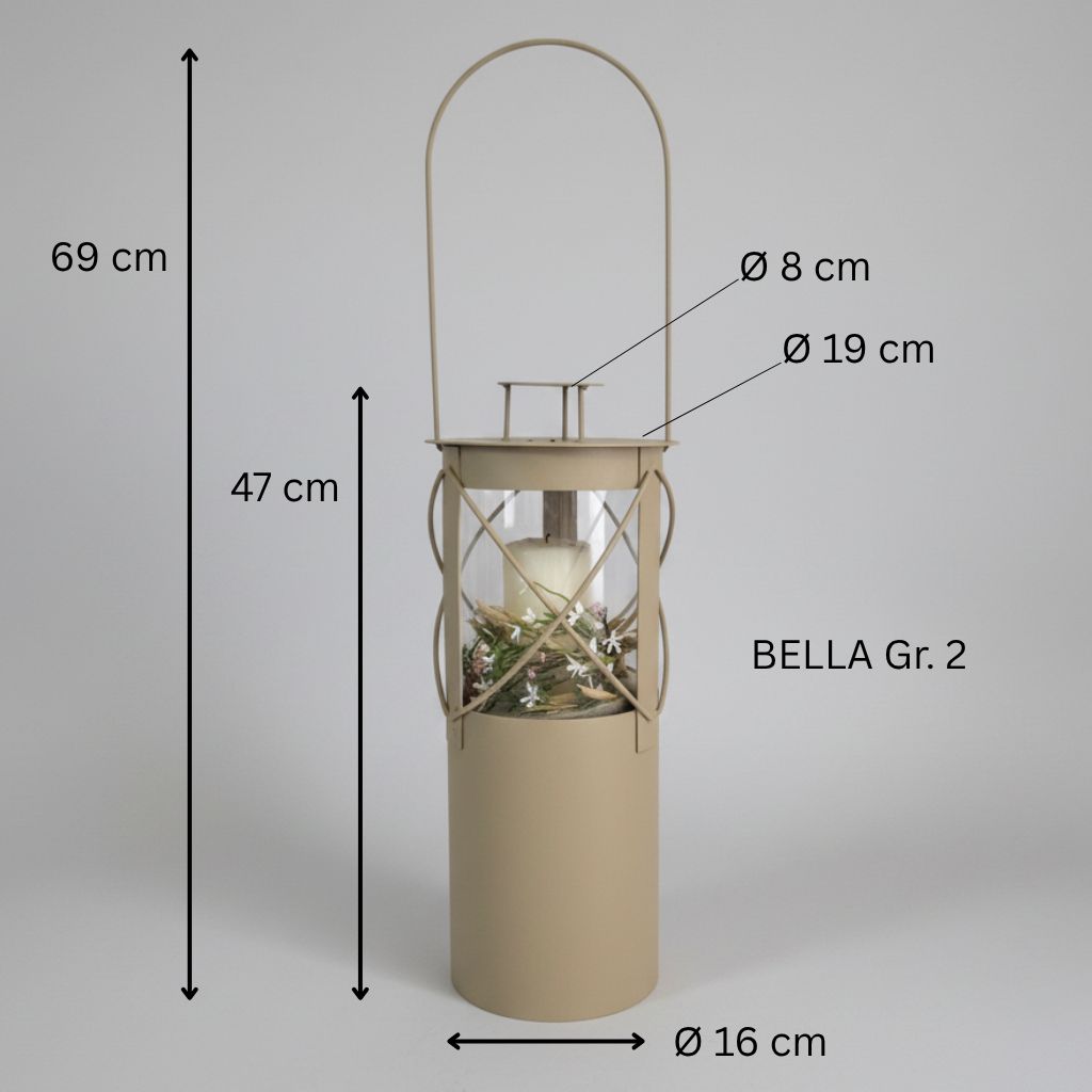 Laterne "Bella" graubeige