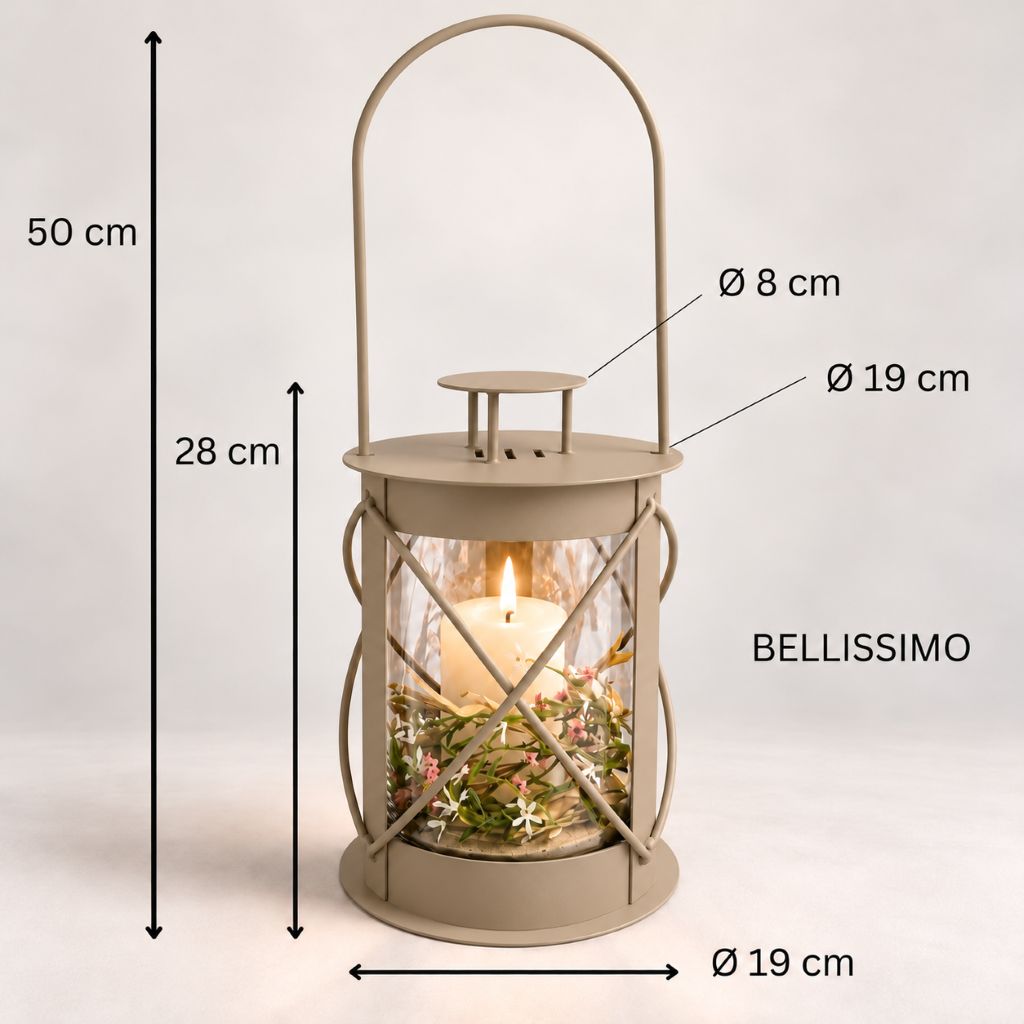 Laterne "Bellissimo" graubeige