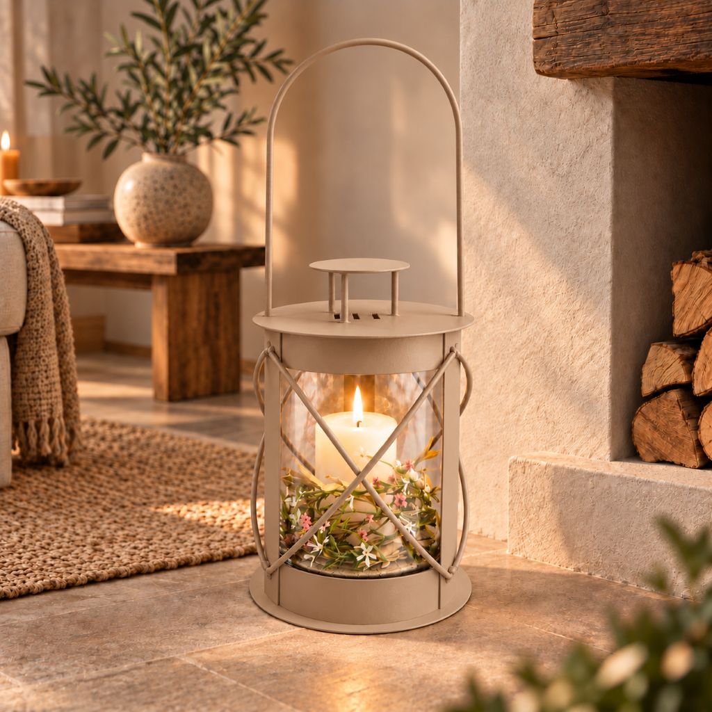 Laterne "Bellissimo" graubeige