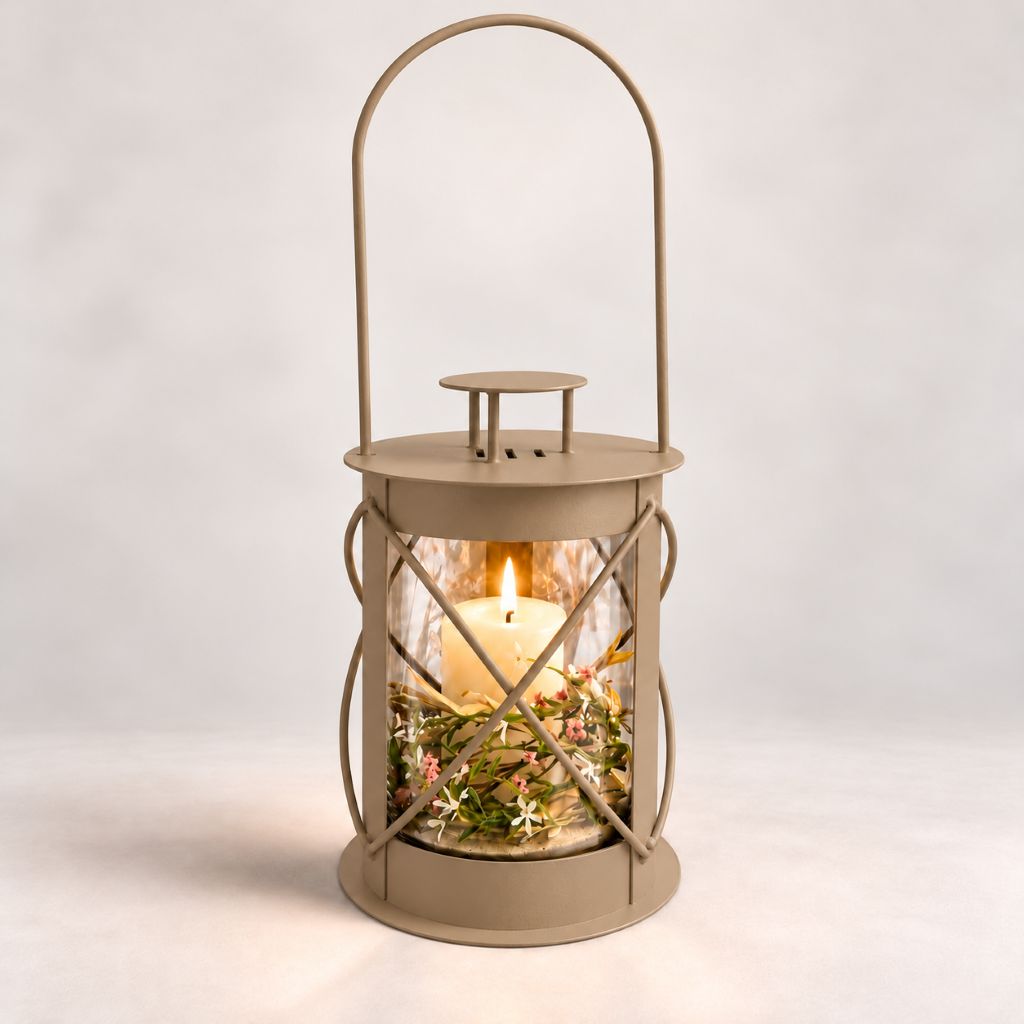Laterne "Bellissimo" graubeige