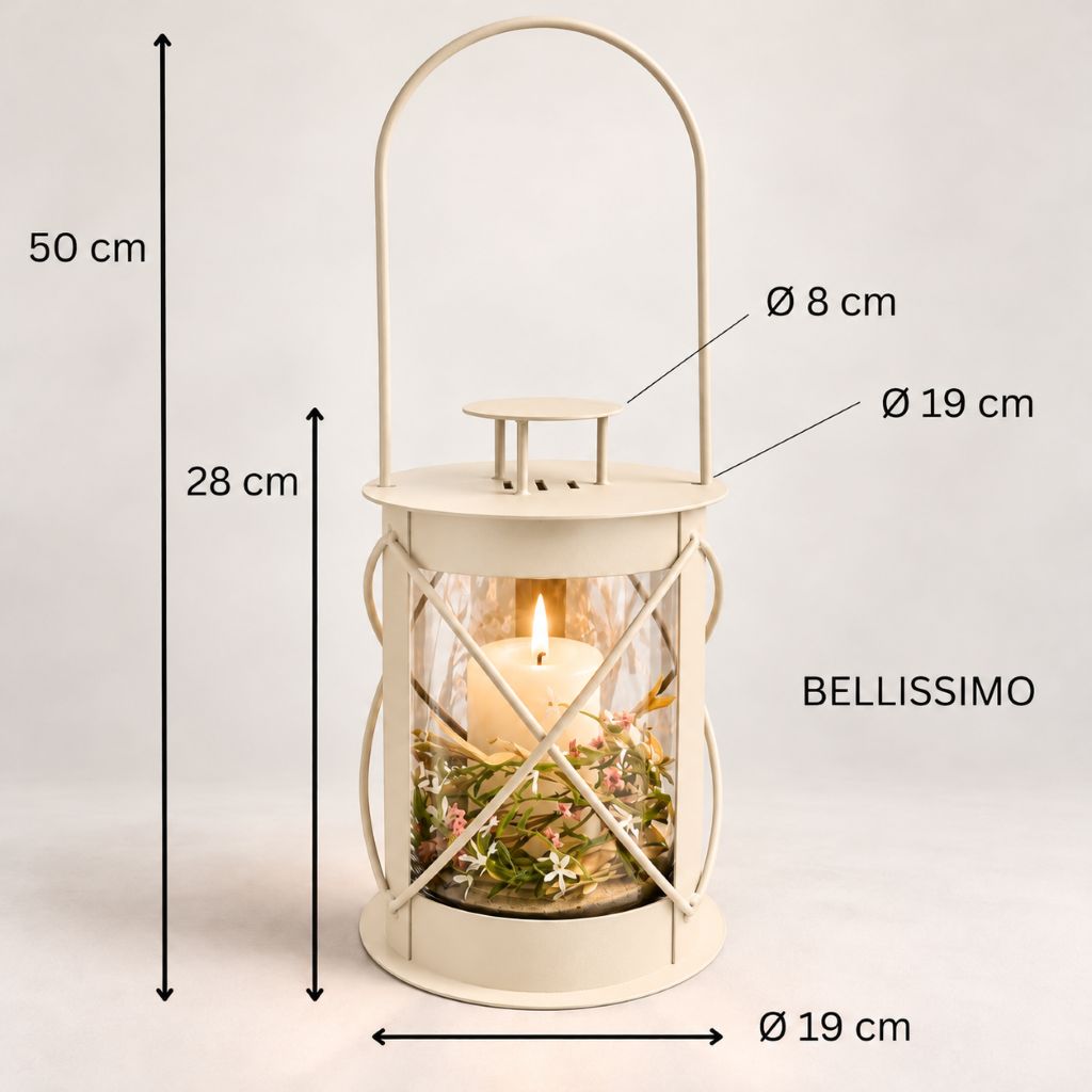 Laterne "Bellissimo" cremeweiss
