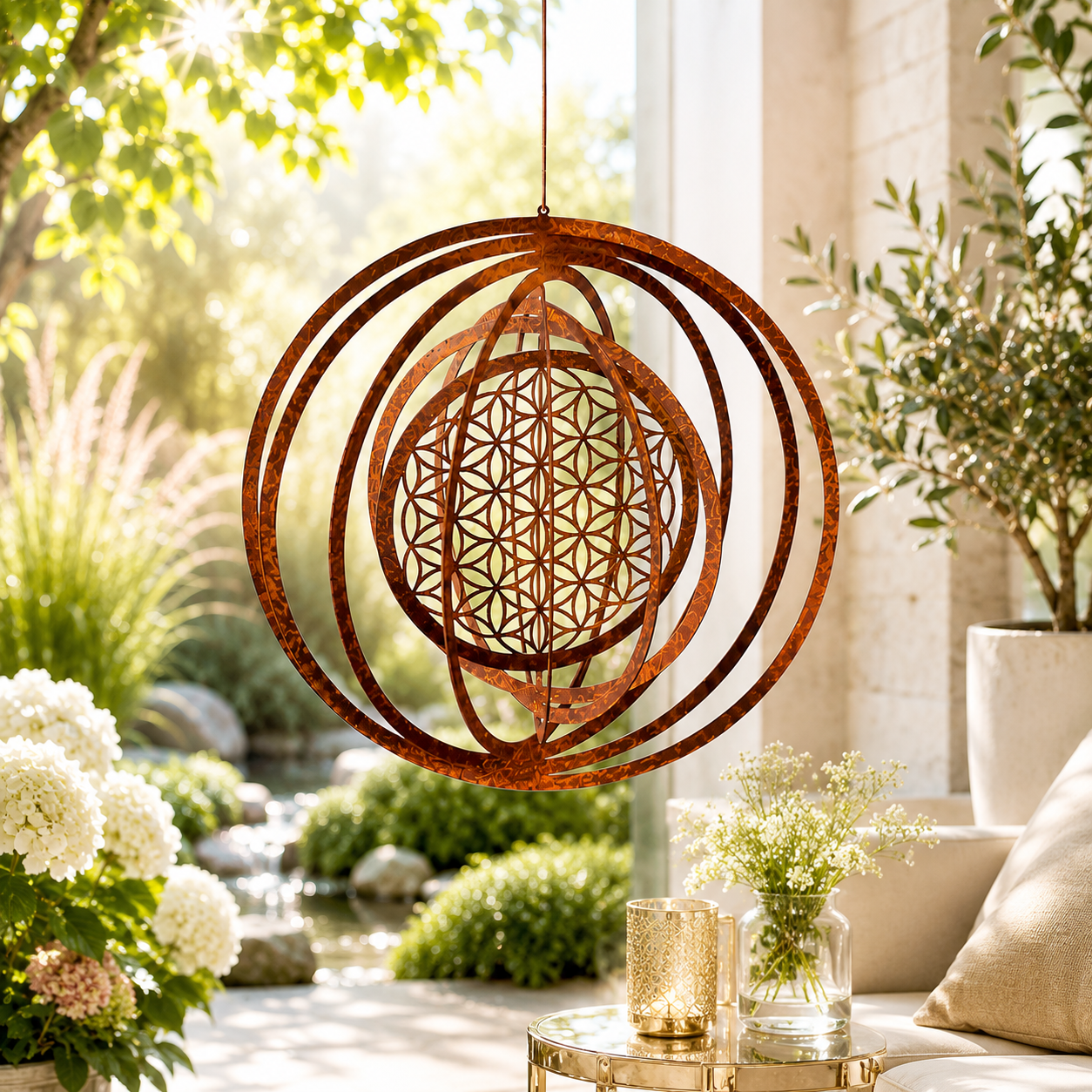 Das Original! Windspiel "Blume des Lebens"