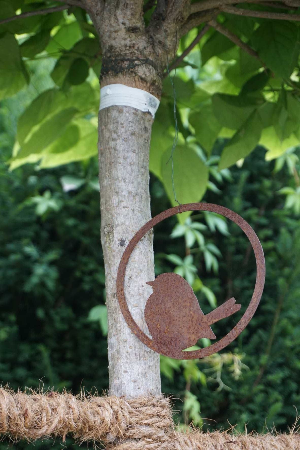 Vogel im Ring "sitzend"