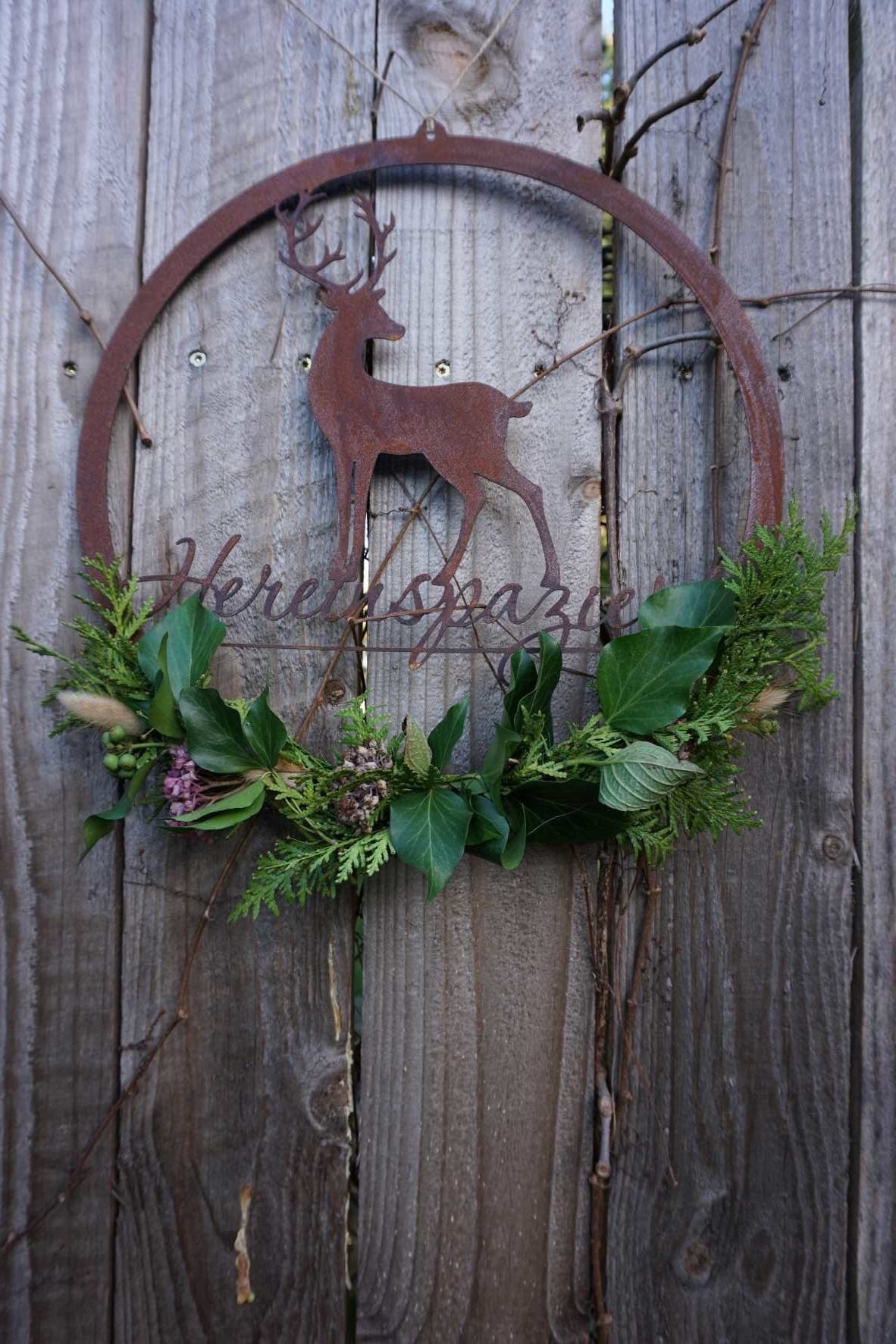 Rust Patina Sign Deer "Welcome In"