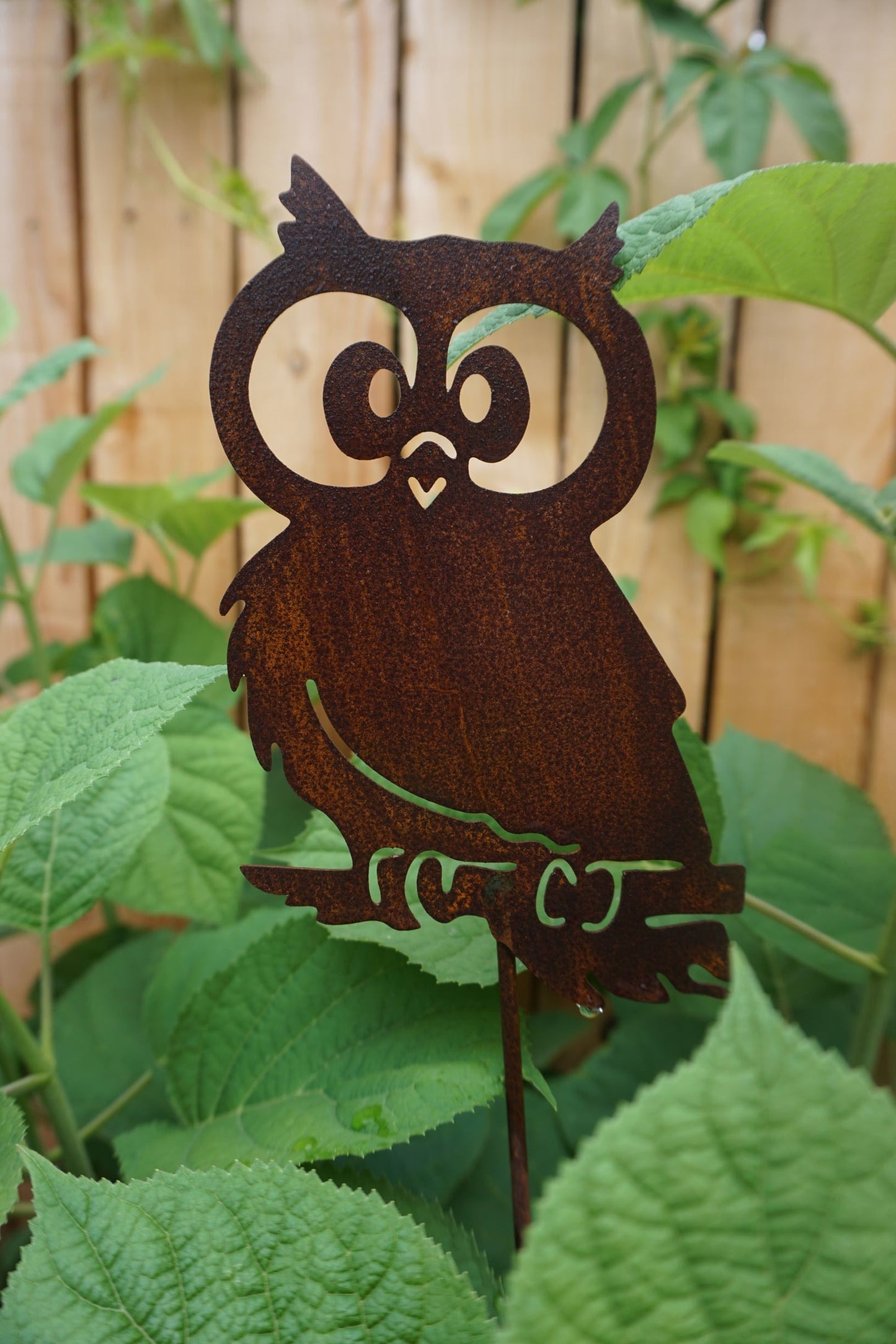 Edelrost Eule Gartenstecker