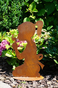 Edelrost Mädchen mit Pusteblume