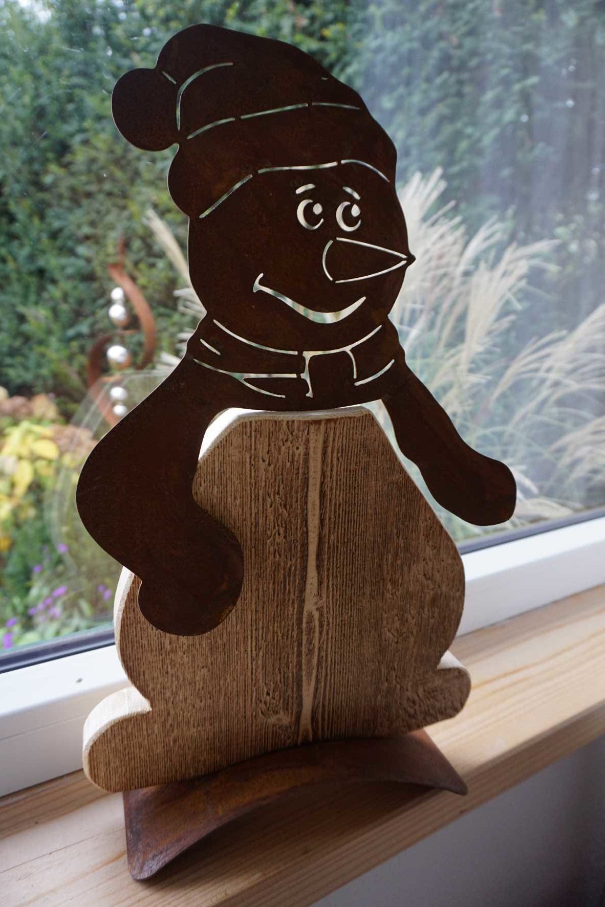 Bonhomme de neige "TIMO" - Rouille noble - Bois