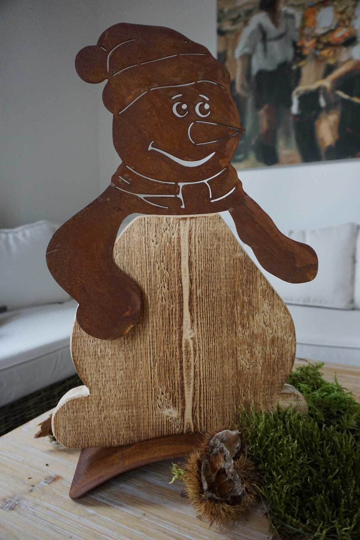 Bonhomme de neige "TIMO" - Rouille noble - Bois