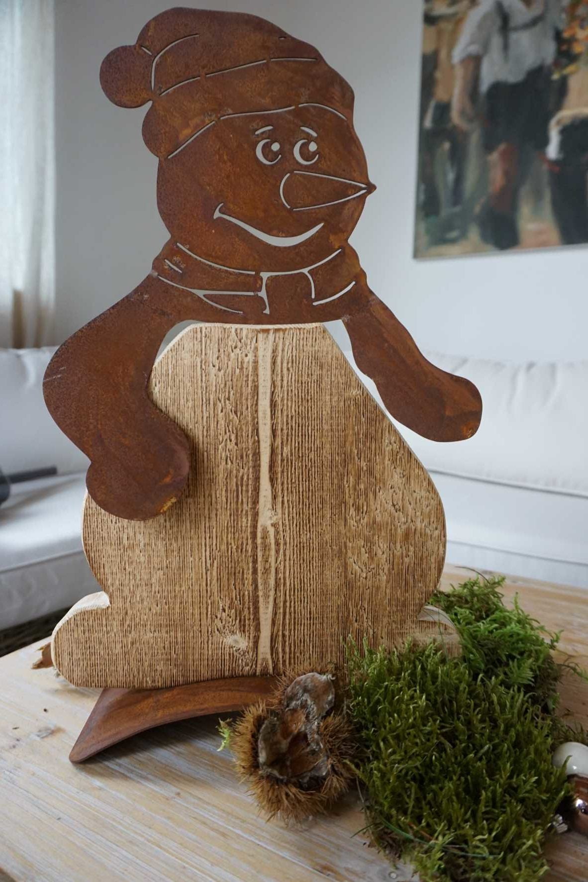 Bonhomme de neige "TIMO" - Rouille noble - Bois