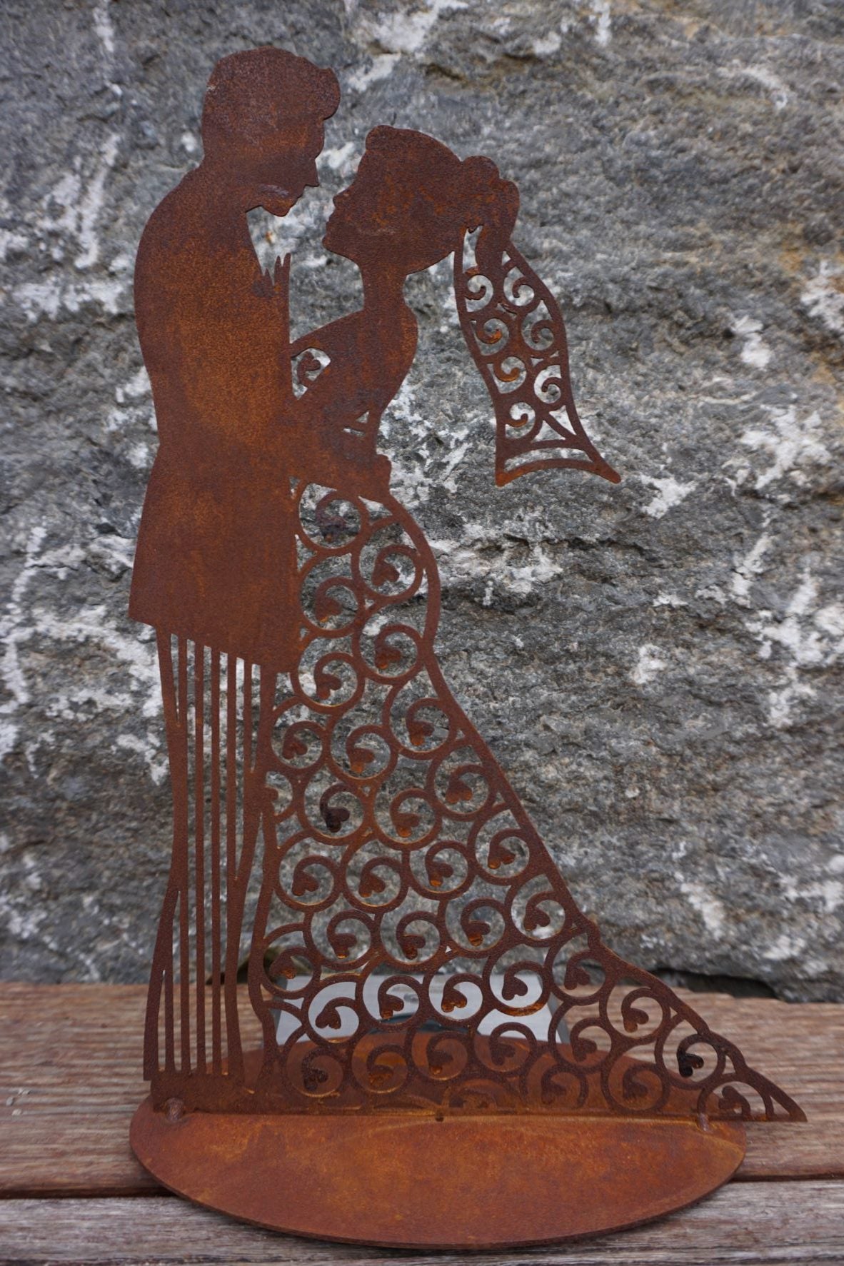 Rust Bride and Groom Figure