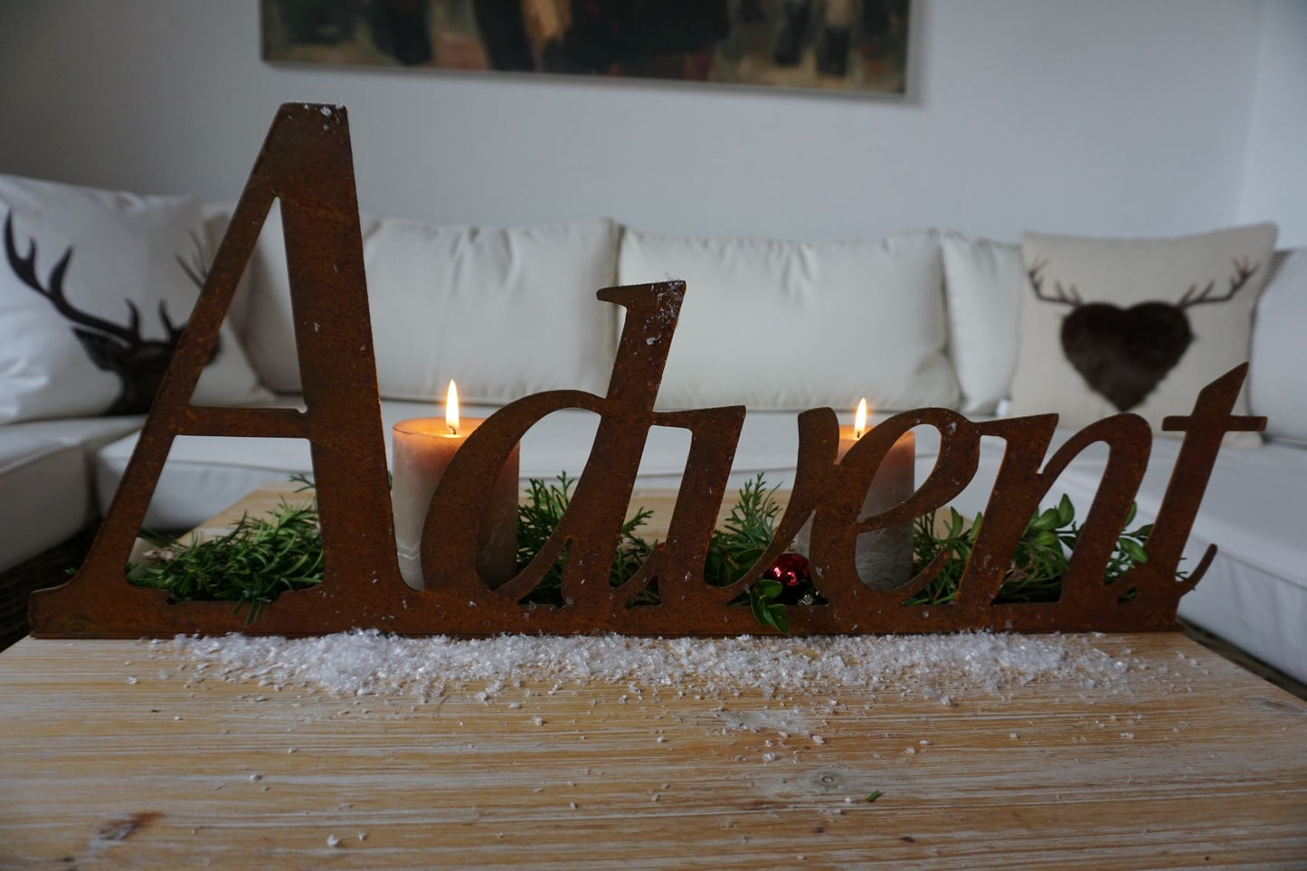 Ein einzigartiges Deko-Stück. Schriftzug "ADVENT" mit Platte. Massive Ausführung! Ein absoluter Hingucker!