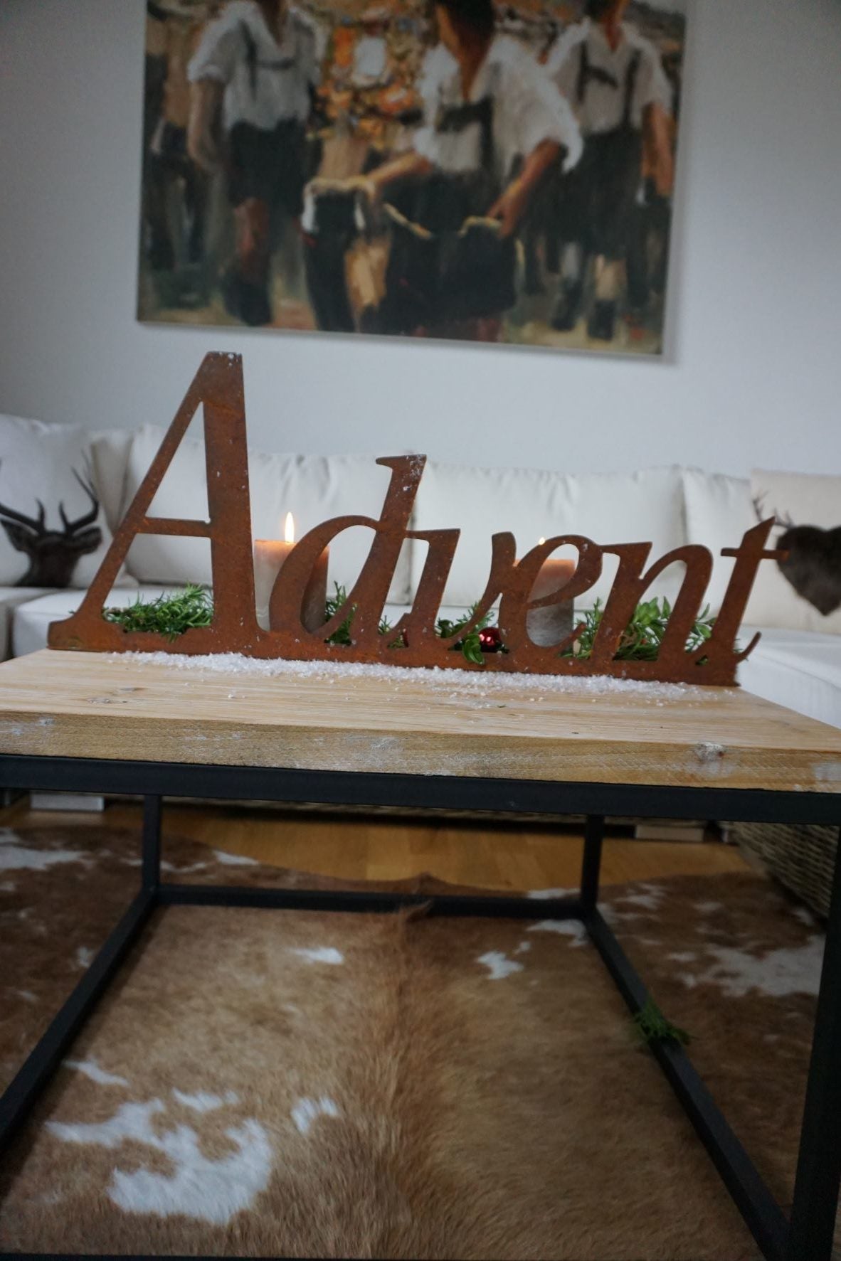Ein einzigartiges Deko-Stück. Schriftzug "ADVENT" mit Platte. Massive Ausführung! Ein absoluter Hingucker!