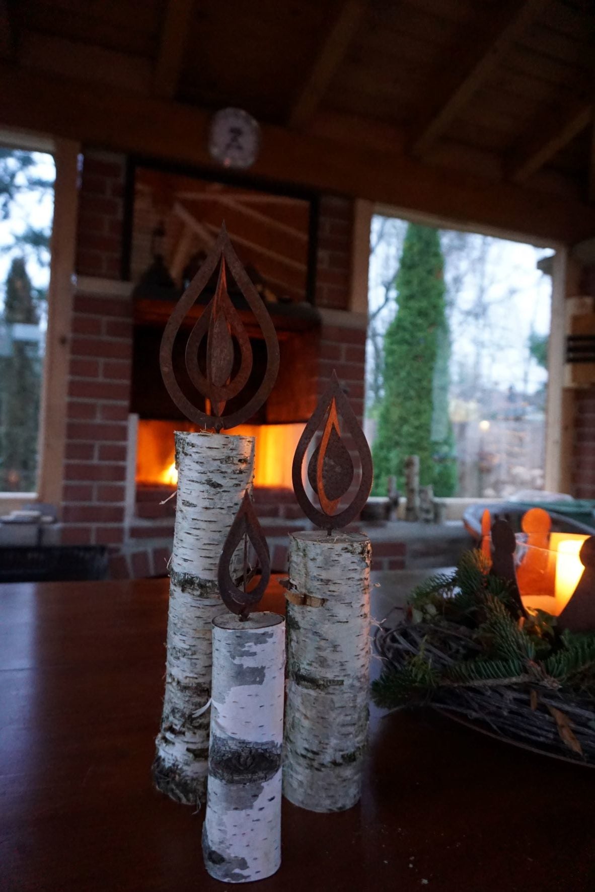 Flammes en acier corten, lot de 3