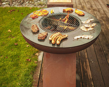 Barbecue au charbon de bois - En L - Plancha incluse