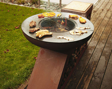 Barbecue au charbon de bois - En L - Plancha incluse