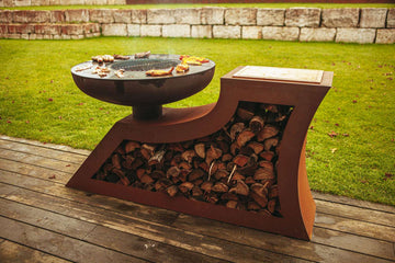 Barbecue au charbon de bois - En L - Plancha incluse