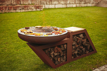 Barbecue au charbon de bois - Moderne - avec plancha