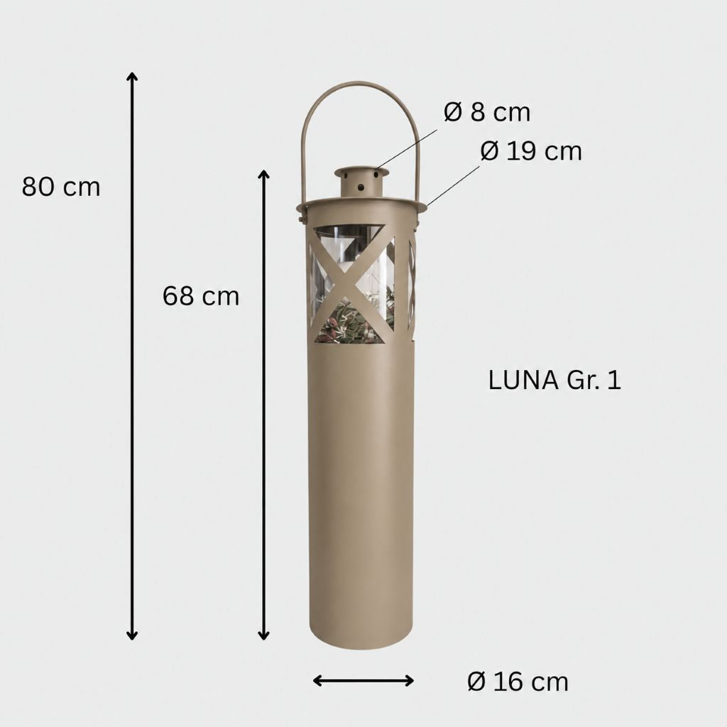 Laterne "Luna" graubeige