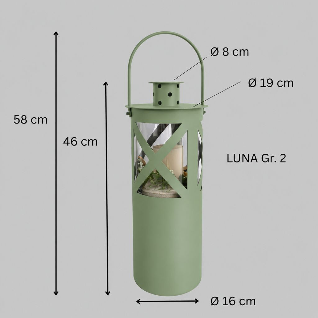 Laterne "Luna" blassgrün