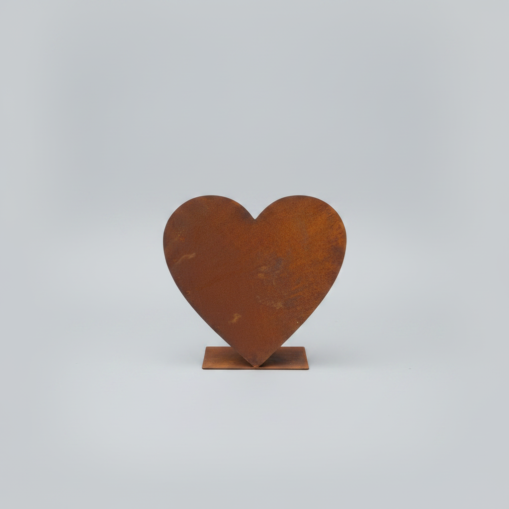 Large Heart-Shaped Planter in Rusted Metal
