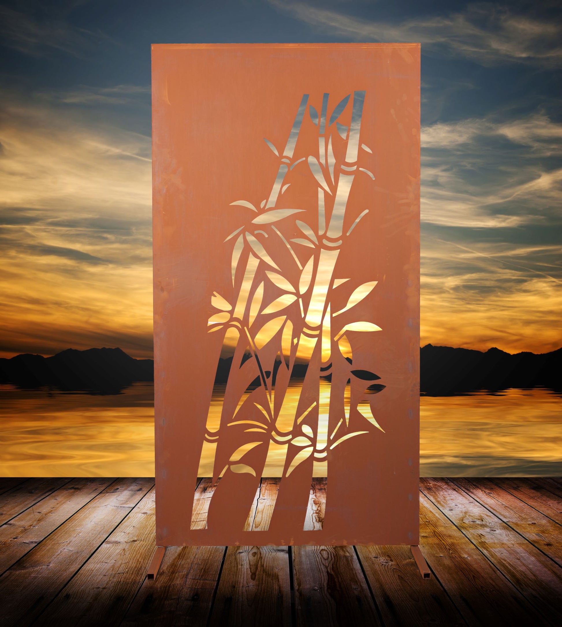 Corten Steel Privacy Screen - Bamboo -