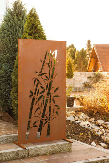 Paroi brise-vue en acier Corten - Bambou -