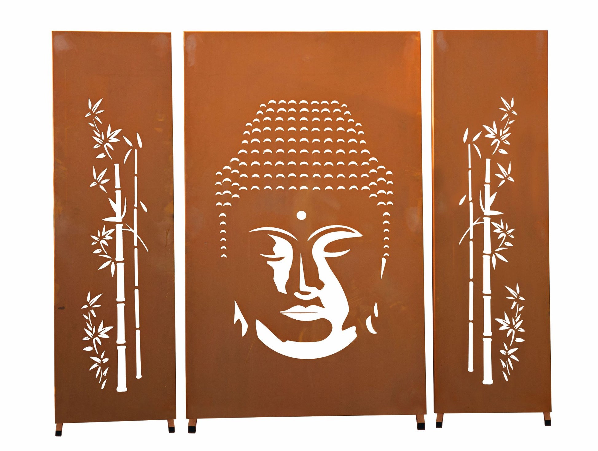 Paravent décoratif en acier Corten "Bouddha" 3 pièces