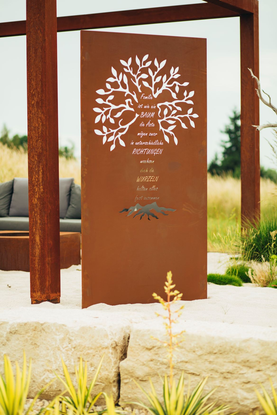 Edelrost Sichtschutzwand - Familie -