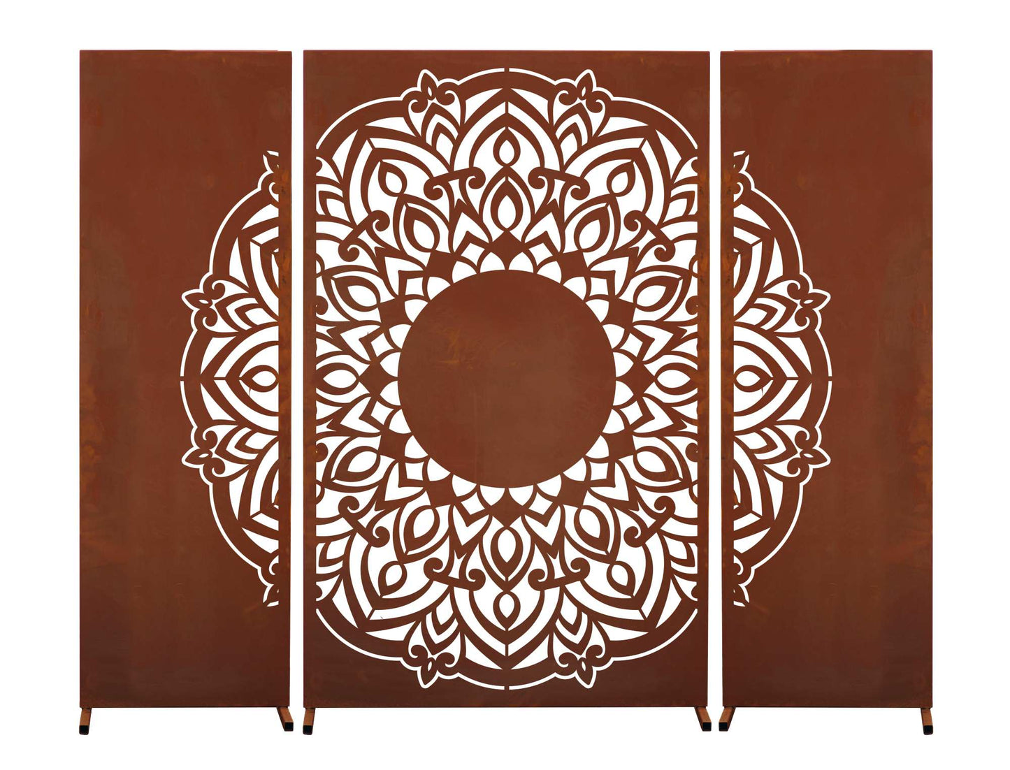 Edelrost Sichtschutzwand  "Mandala" 3-teilig